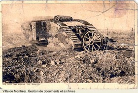 The Tank that broke the ranks. – 18 décembre 1916. – Carte postale à Jules Fournier montrant un char d’assaut de la Première Guerre mondiale. BM55,S2,D22