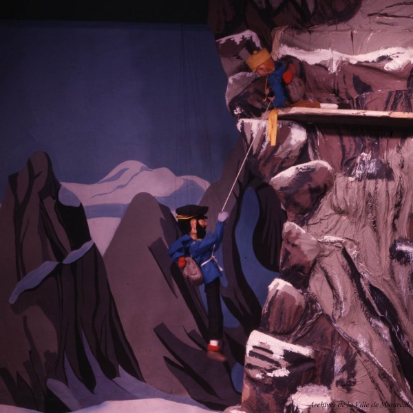 Spectacle de marionettes Tintin au Tibet créé par Micheline Legendre, 1965, VM94,Ad036-003.