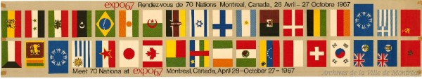 Affiche Expo 67 Rendez-vous de 70 Nations. – 1967. Archives de la Ville de Montréal. P067-2_52