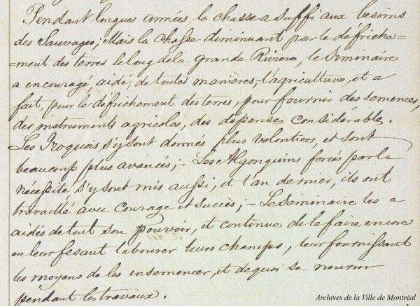 Remarques sur la pétition des Algonquins du Lac des Deux-Montagnes, 10 juin 1851. Archives de la Ville de Montréal, SHM002-2-P0298 [extrait, p. 3].