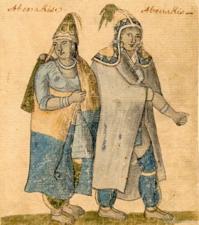 Homme et femme abénaquis, entre 1750 et 1780. Archives de la Ville de Montréal, BM007-2-D27-P002.