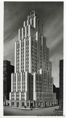 Dessin architecturale de l'édifice Aldred. - 1929. P174-Y-D002-003. Archives de la Ville de Montréal.