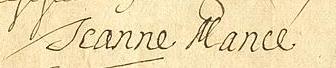 Signature de Jeanne Mance, 1659. BM2,S4,D2