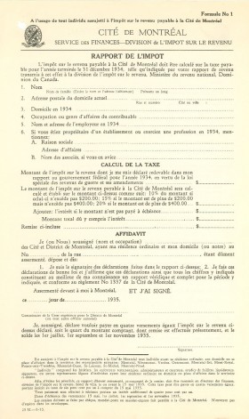 Formulaire impôt 1934. VM6, D401-5