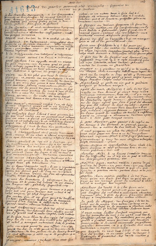 Façons de parler proverbiales, Père Potier, 1743-1758, BM7,S1,D35
