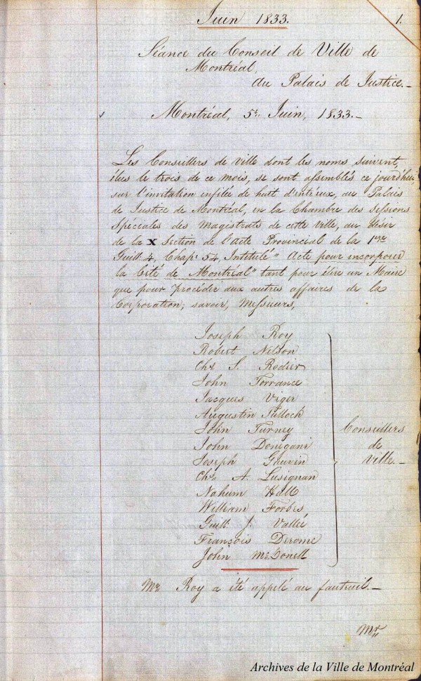 Extrait de la séance du conseil de ville de Montréal, 5 juin 1833, VM35-1_10_1833-002