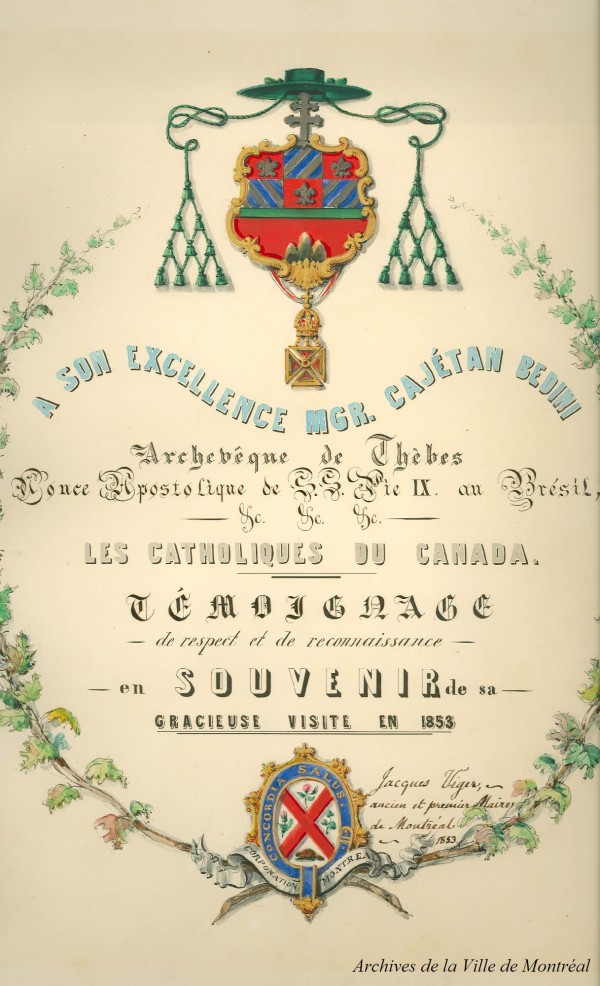 Page couverture de l'album «Costumes des communauté religieuses de femmes au Canada, 1854, BM99-S1D2_ Page titre
