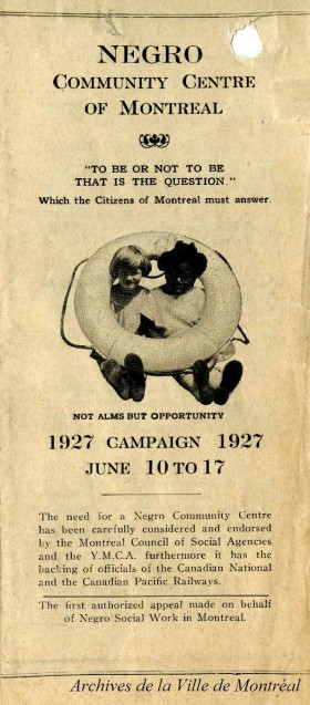 Extrait du dépliant du Negro Community Center, 1927, VM6D3310-92-001