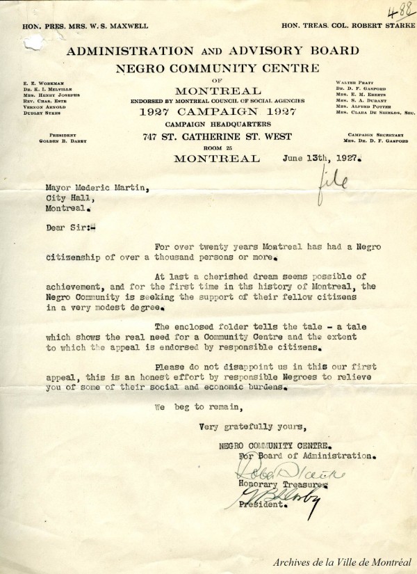 Lettre au maire de Montréal, 1927, VM6D3310-92-003