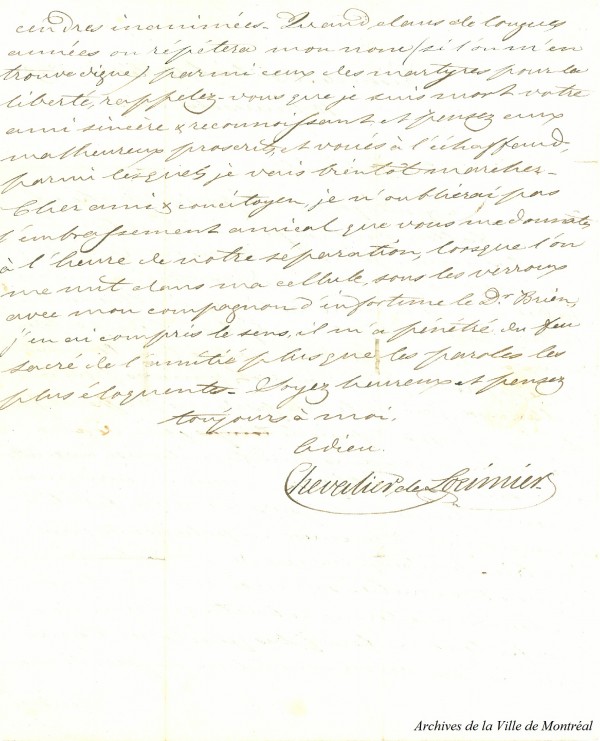 Lettre de Lorimier à Robitaille, p.2, 1839, BM2,S10,D8