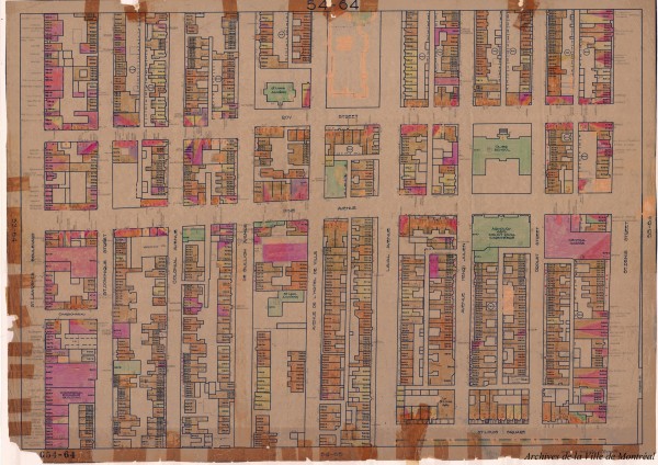 Plans détaillé du secteur Avenue des Pins en 1949. VM165,S1,SS2,P54-64.