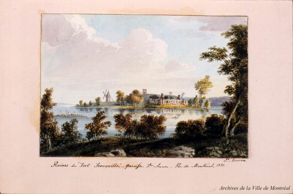 Fort de Senneville, aquarelle de James Duncan,  1831, BM99-1_1P-127