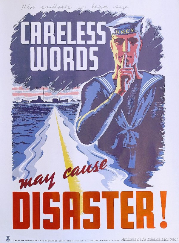 La discrétion au sujet des navires en partance sera également de mise lors de la Seconde Guerre mondiale. 1939-1945. BM2,S39.