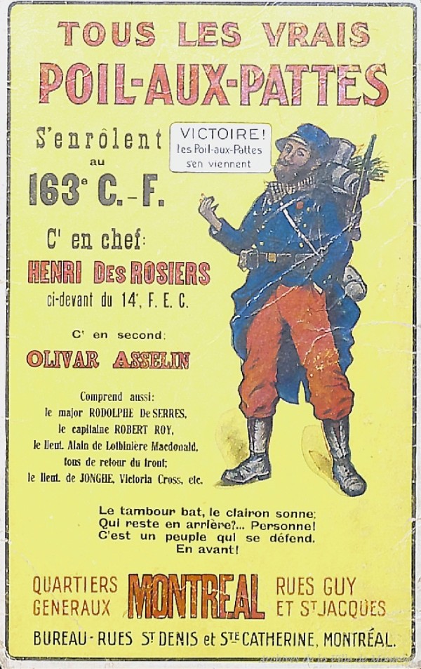 Affiche de recrutement pour le 163e. 1915-1916. P104,S1,SS1,D1.
