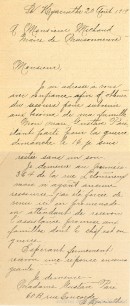 Lettre envoyée par l'épouse d'un soldat de Maisonneuve parti pour la guerre. 1914. P25,SB,SS1,D2.