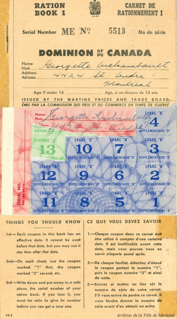 Carnet de rationnement. 1939-1945. VM6,D3104.