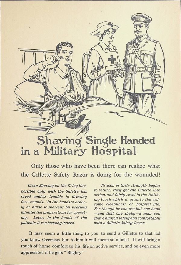 Publicité montréalaise capitalisant sur le thème de la guerre. 1914-1918. BM5,S3,D14.