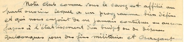 Les mouvements ouvriers sont traditionnellement opposés au vote de budgets militaires. Club de Maisonneuve. 1911. P25,SB,SS1,D41.