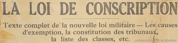 Texte de la loi sur la conscription. 1917. SHM4,S4,D13