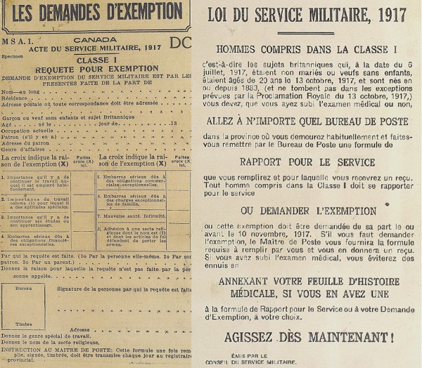 Face à cette loi, les demandes d'exemptions seront extrêmement nombreuses chez les Montréalais visés. 1917. SHM4,S4,D13.