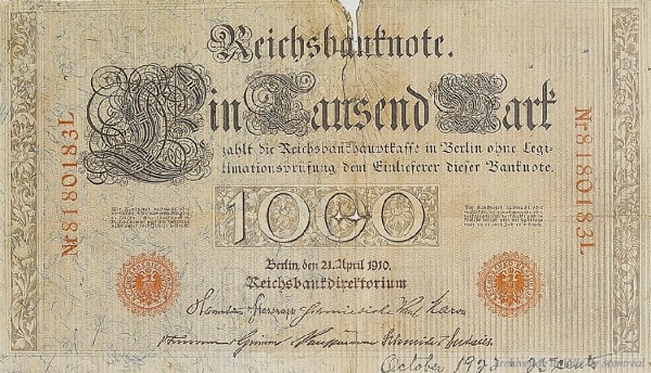 Monnaie allemande. 1914-1918. SHM4,S4,D13.