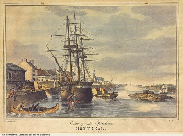 Le rives et et le port de Montréal, 1830. BM7-C52-97497