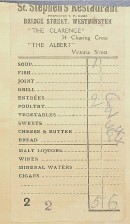 Facture de restaurant, Angleterre. 1914. BM1,S1,SS7.