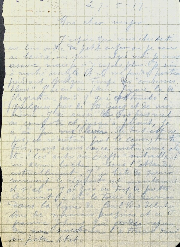 Lettre d'un soldat du 22e, blessé au front. 1917. BM55,S2,D23.