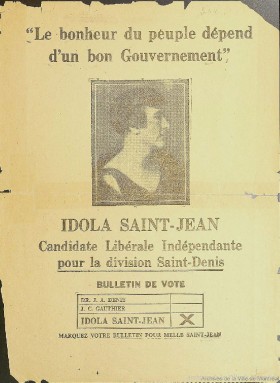 Dépliant électoral de Idola Saint-Jean, 1930, BM102_14.