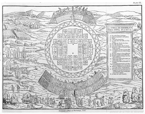 La terra de Hochelaga nella Nova Francia, plan de Giovanni Battista Ramusio, 1556. VM6-D4000-3-004