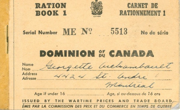 Carnet de rationnement, années 1940, VM166-D3104-003
