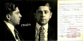 Fiche de Eddie Baker, arrêté par la police pour « drogues et vol à main armée ». 1924. P43-3-2_V16_E155-E156. Archives de la Ville de Montréal.