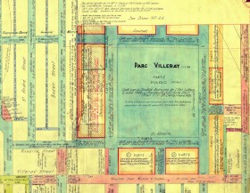 Plan des propriétés de la Ville de Montréal. Secteur du parc Villeray (extrait, planche 4). VM004-01_003. Archives de la Ville de Montréal.