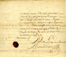 Claude de Boutroue, intendant de 1668 à 1670. Pièce signée en 1669 : acte notarié passé devant Jean Cusson de Trois-Rivières, signée par Boucherat, secrétaire de Bouteroue. BM7-1_03P020. https://www.biographi.ca/fr/bio/boutroue_d_aubigny_claude_de_1F.html