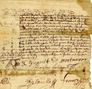 2. Charles Huault de Montmagny, gouverneur de 1636 à 1648. Pièce signée le 24 juillet 1646 : acte de prise de possession par le père Lalemant, pour les jésuites, des terres de Notre-Dame des Anges et la Vacherie concédées par la Compagnie de la Nouvelle-France en 1637. BM7-1_18P023. En savoir plus