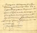 Jacques Duchesneau, intendant de 1675 à 1682. Pièce signée le 12 février 1679 : interdiction de tenir cabaret dans la paroisse de Laprairie. BM7-1_09P010. https://www.biographi.ca/fr/bio/duchesneau_de_la_doussiniere_et_d_ambault_jacques_1F.html 