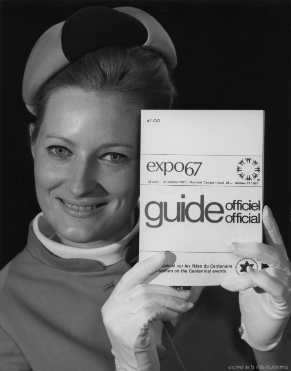Hôtesse d'Expo 67 : document publicitaires produit avant l'été 1967. P110-Y_12-0105 Archives de la Ville de Montréal.
