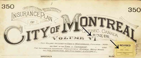 Figure 4. La première page du volume VI des plans d’assurance-incendie de Montréal.