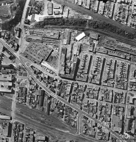 Vue aérienne du secteur de la RCA Victor. 1947-1949. VM97-3-7_P08-20. Archives de la Ville de Montréal.