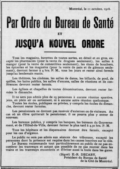 La Presse, 12 octobre 1918, https://numerique.banq.qc.ca/patrimoine/details/52327/3197697 (consultée le 14 mai 2020)
