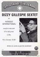 Affiche pour le concert du Dizzy Gillepsie sextet au Kiosque international les 27 et 28 juillet 1971. P067-2-D046-013. AVM.