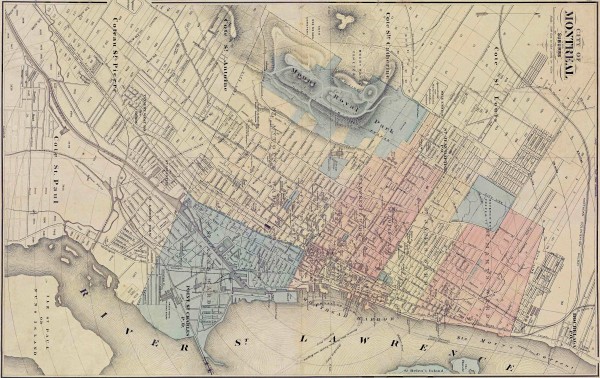 Les 9 quartiers de Montréal en 1875. VM66-5P004. AVM.