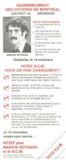 Prospectus électoral de Marvin Rotrand pour sa première campagne électorale de 1982. - 1982. P178-02-08-D001-001-fr_1982. Archives de la Ville de Montréal