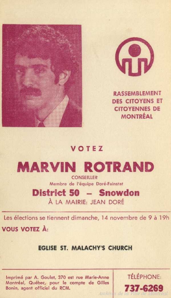 élection générale du 14 novembre 1982. - 1982.  P178-02-08-D007-002-fr. Archives de la Ville de Montréal