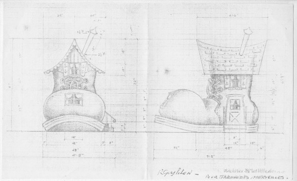 Dessin technique "The Old woman's shoe" du Jardin des Merveilles. / Guy Pilon. - 1987. [SM2.1]P126-03-P006. Archives de la Ville de Montréal.
