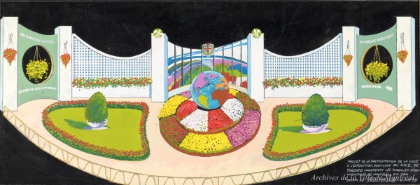 Kiosque de la Ville à l'exposition horticole du C.N.E de Toronto. / Roland Proulx. - 1979. P115-01-D016-001. Archives de la Ville de Montréal.